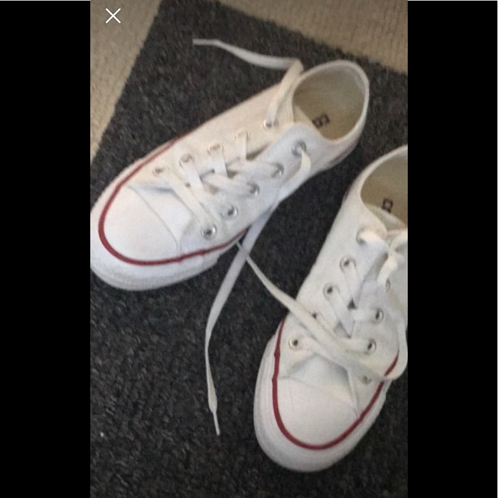 White Converse- wore once. Excellent condition.